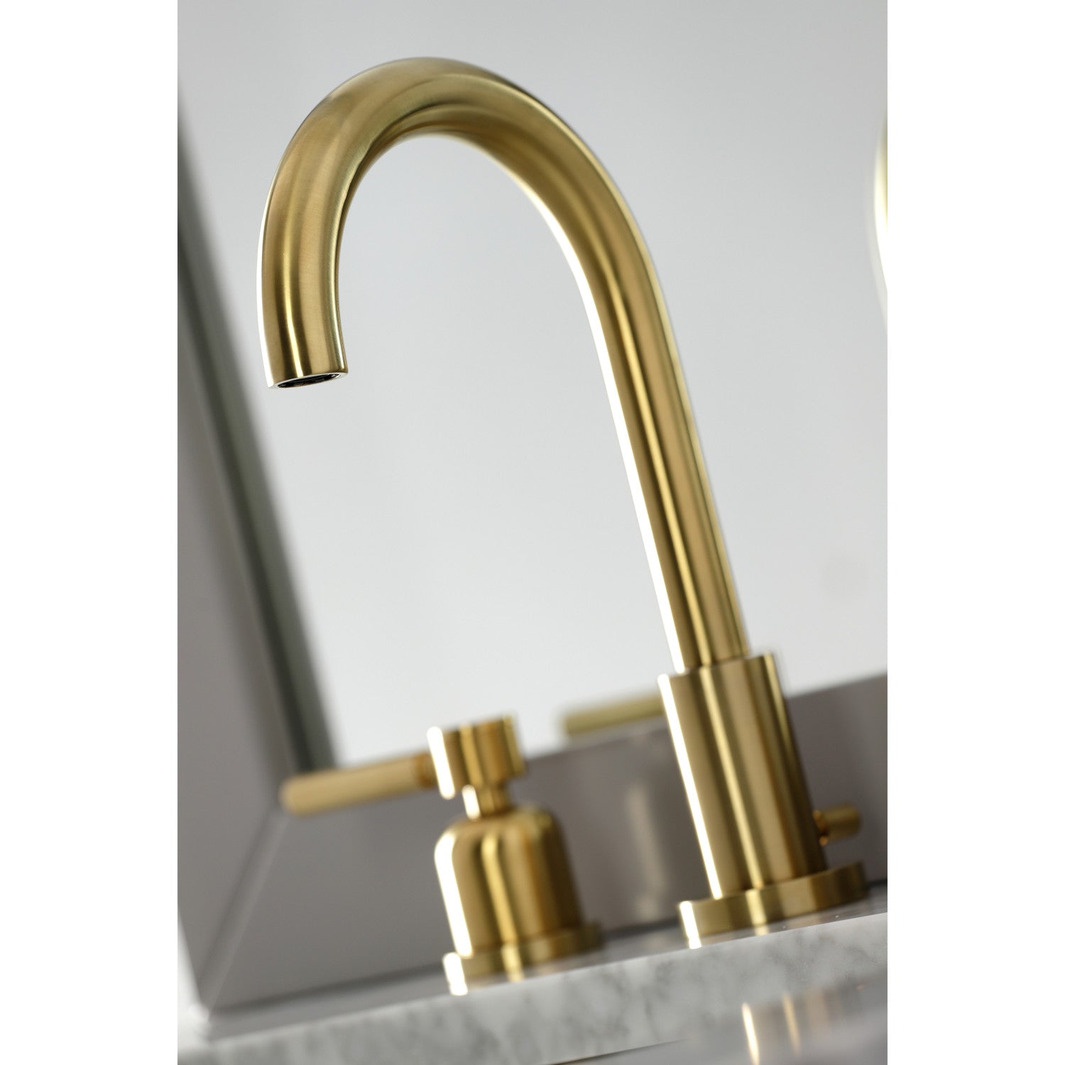 Kingston Sona FSC8923DL - Concord Two-Handle 3-Hole Deck Mount Widespread Bathroom Faucet with Brass Pop-Up, Brushed Brass — thumbnail 3